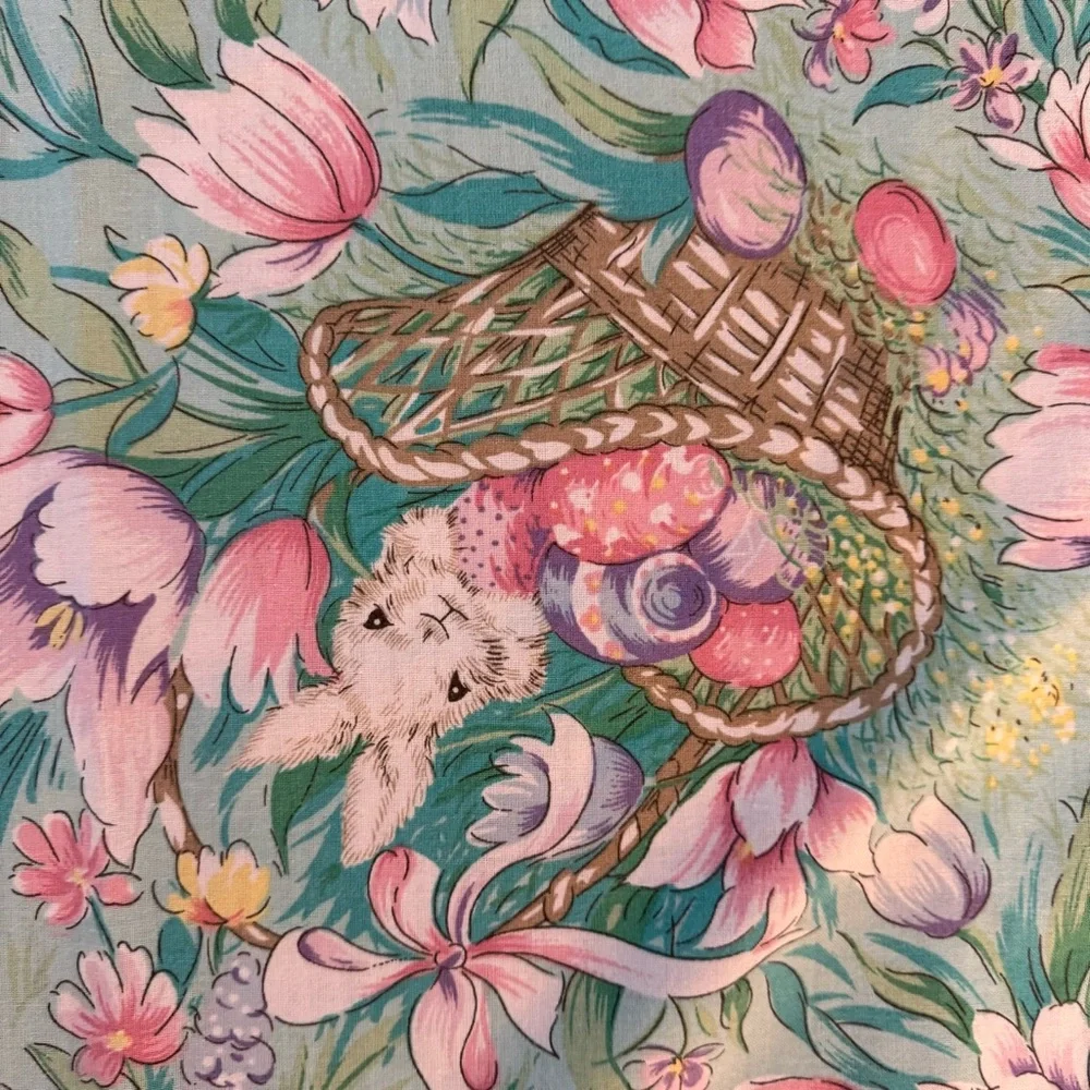 Easter Bunny Rabbit Meadow Tablecloth Rectangle Long Fabric Cotton‎ blend 96x 60